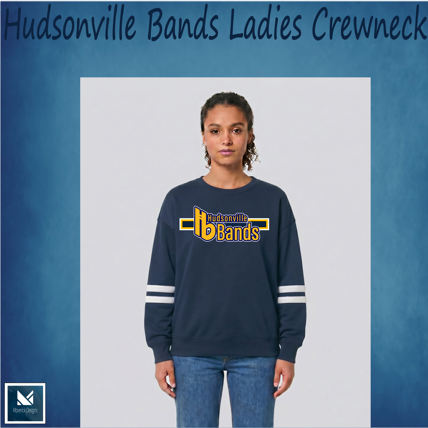 Hudsonville Bands Lines Ladies Crewneck