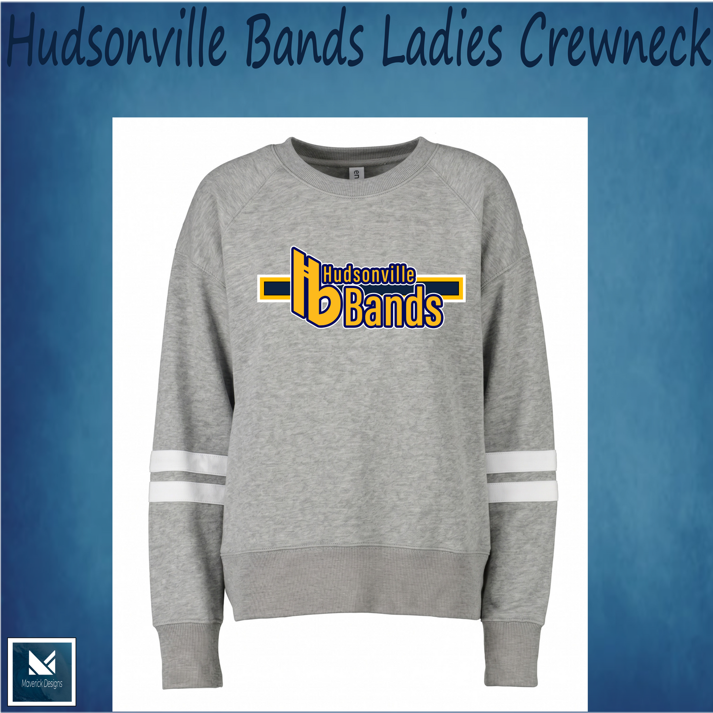 Hudsonville Bands Lines Ladies Crewneck